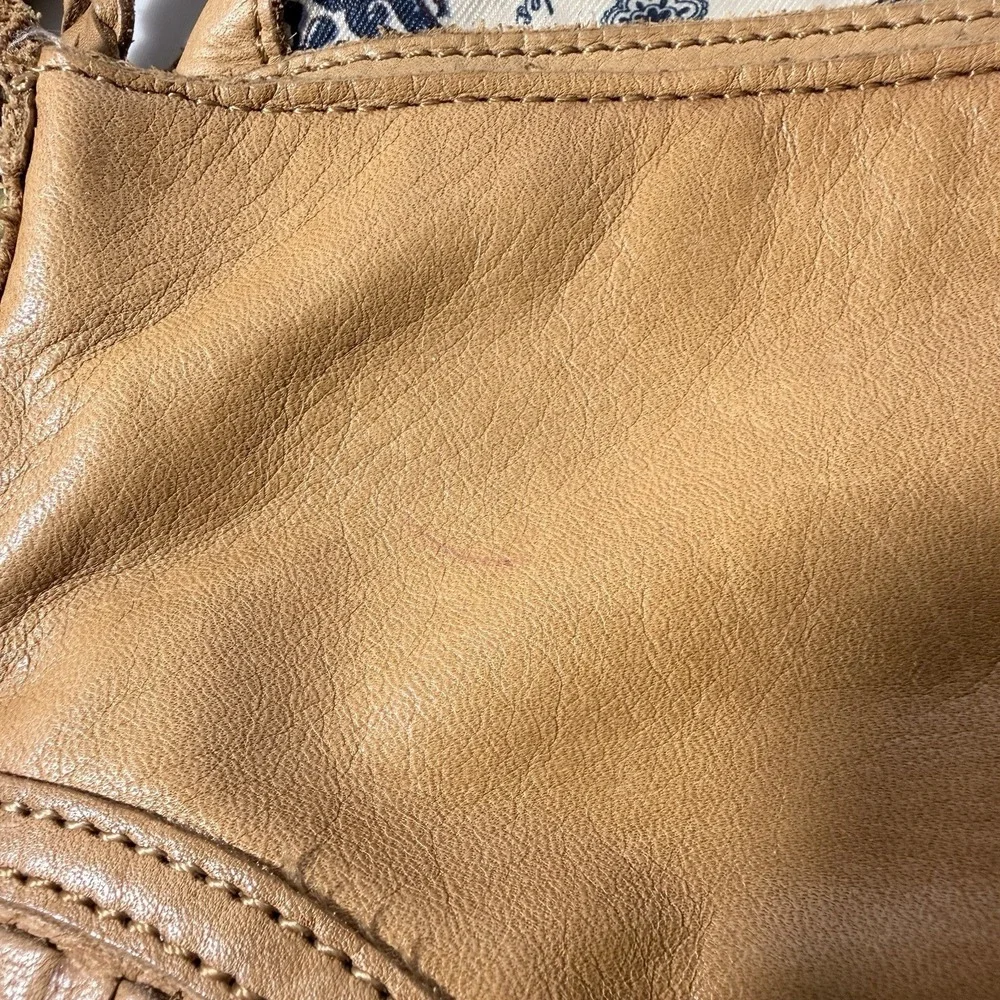 Vintage Lucky Brand Tan/Brown Leather Crossbody Hobo Bag Foldover Purse Handbag